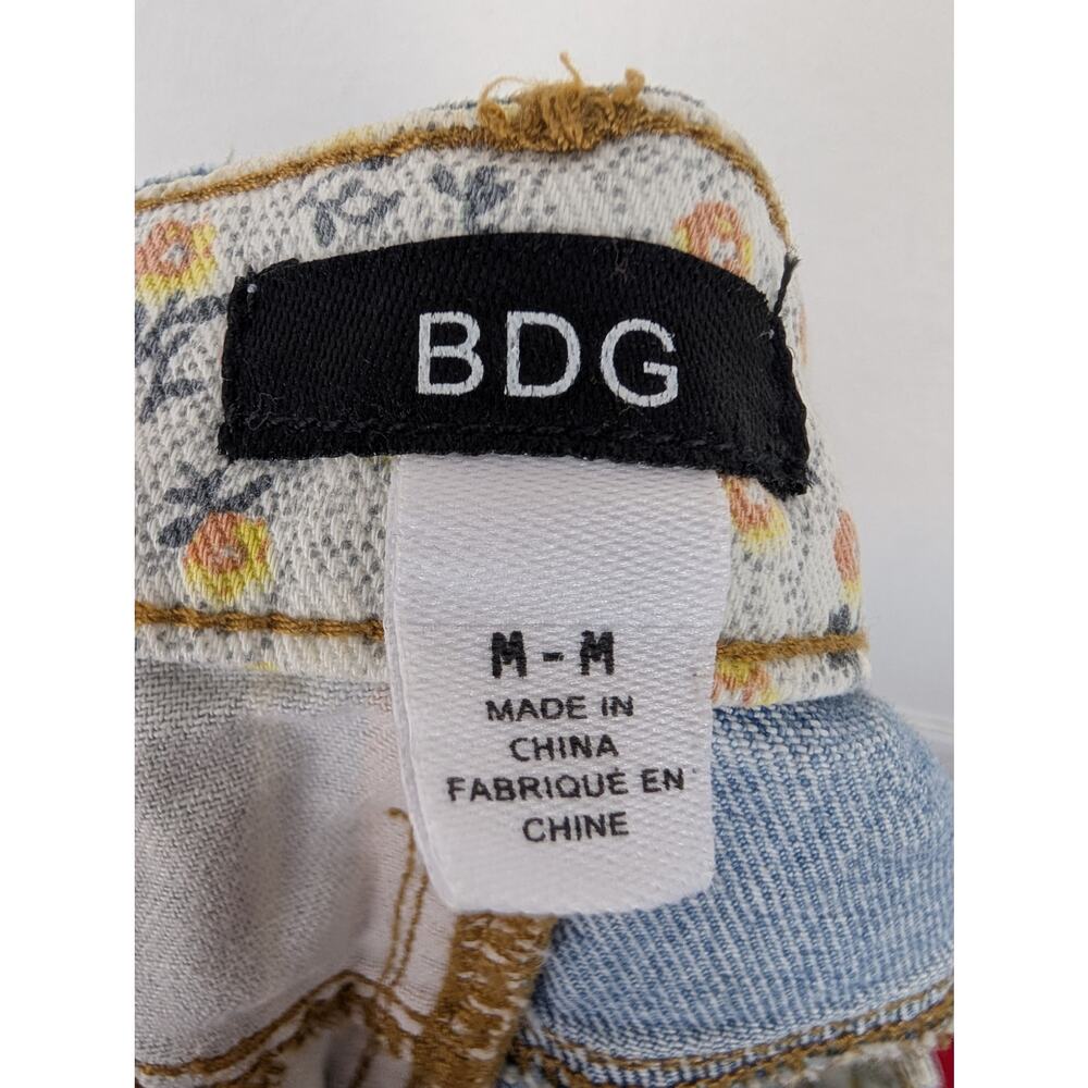 BDG Skirt Striped Patchwork Denim Asymmetrical Floral Boho Festival Blue Size M - Picture 12 of 14